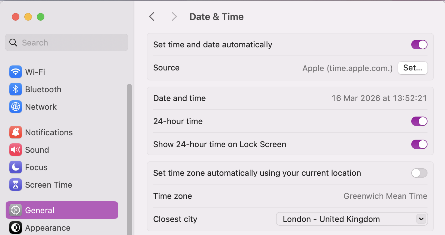 Next to where it says Set time and date automatically, make sure that’s ticked to keep your device synced up.