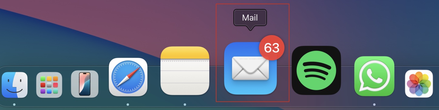 Para testar o app Mail no modo seguro do Mac, feche o aplicativo Mail se ele estiver aberto e reinicie-o segurando a tecla Shift.