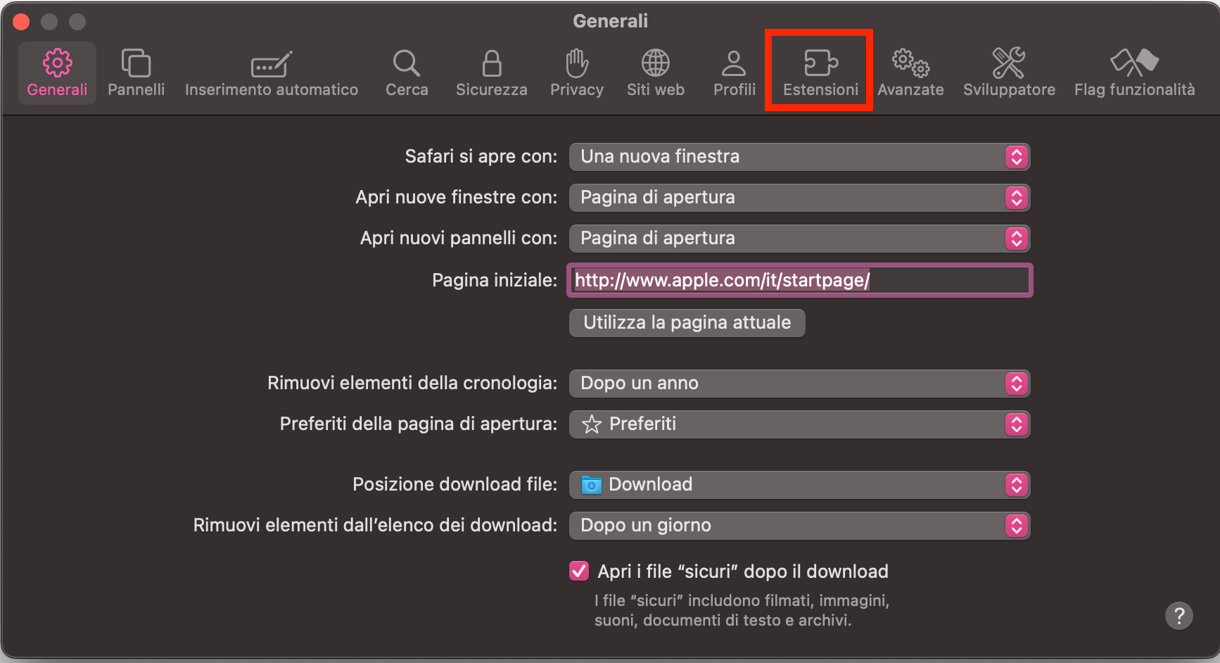 Per continuare a eliminare le estensioni non necessarie dal tuo computer Apple, apri le preferenze di Safari, individua la scheda Estensioni e fai clic su di essa.