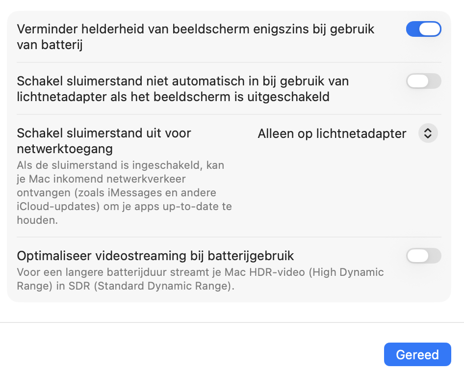 Bij sommige MacBook-modellen vind je opties om automatisch schakelen tussen grafische modi in te schakelen. De energiezuinige GPU genereert minder warmte