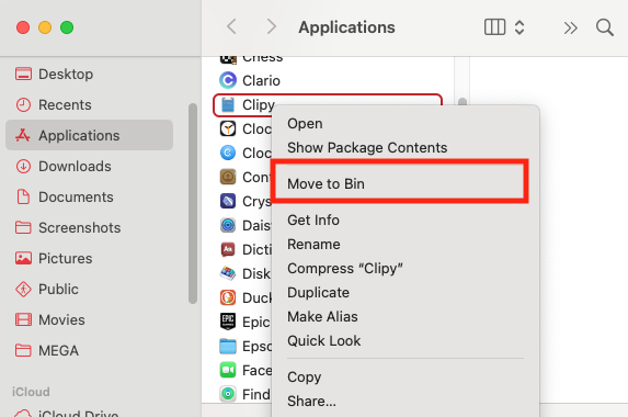 The normal way to delete apps from your Mac is to use Finder. Simply drag the app to your Trash, or right-click it and select the 'Move to Trash' option.