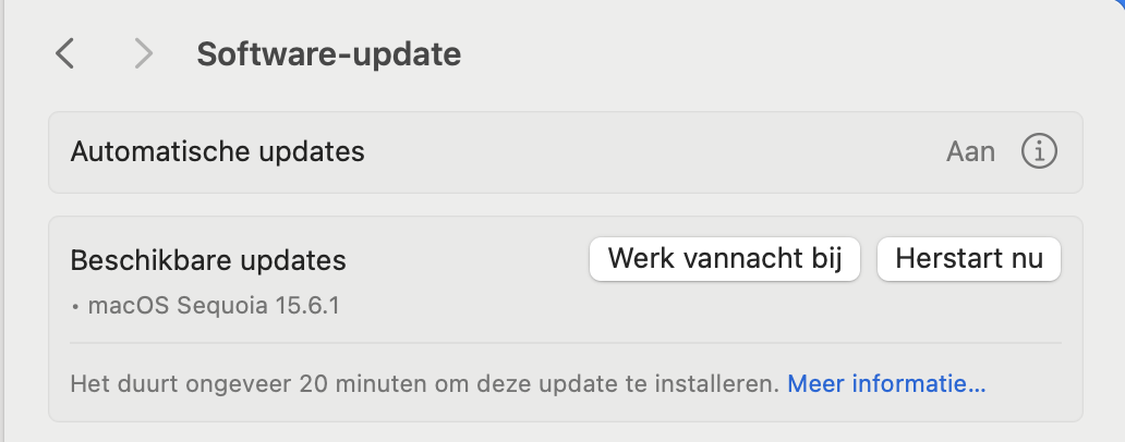 Als er een software-update verschijnt, kies dan Werk nu bij. Vervolgens moet je akkoord gaan met de licentieovereenkomst van Apple om te beginnen.