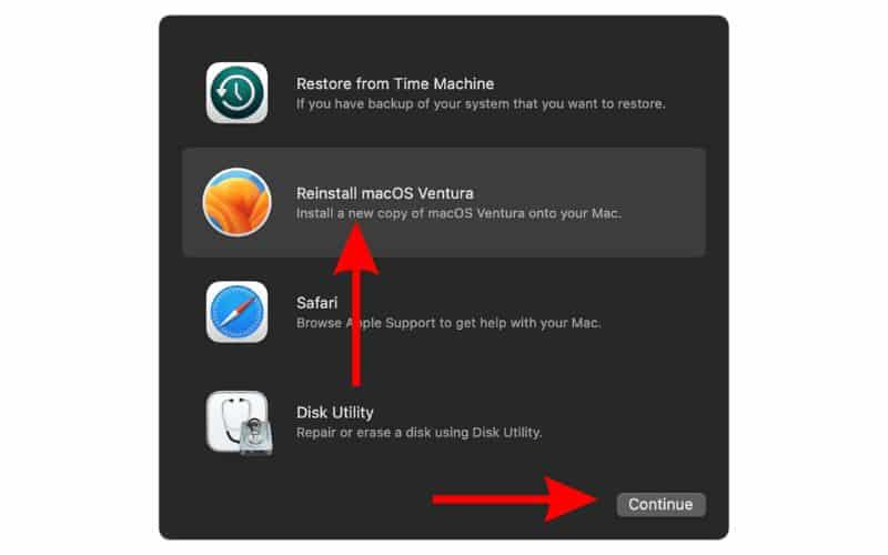 Shut down your Mac, enter Recovery Mode based on your chip type, then select Reinstall macOS to replace system files without deleting your data.
