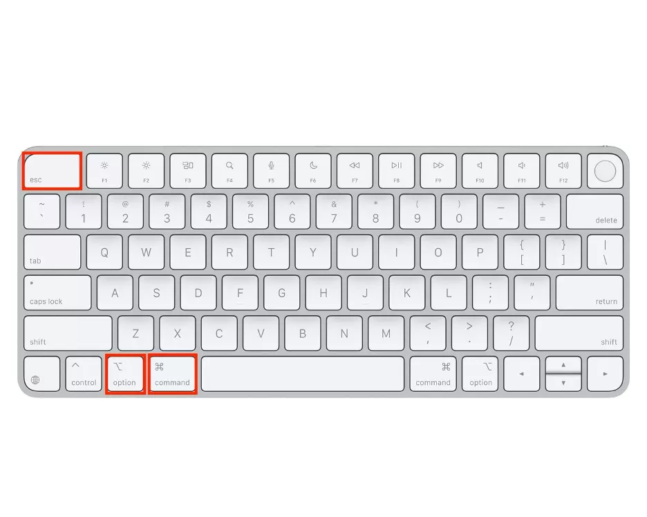 Press Command + Option + Esc on your keyboard to open the Force Quit Applications window and view currently running apps on macOS.
