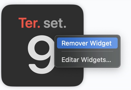 Clique com o botão direito no widget da área de trabalho e selecione Remover Widget.