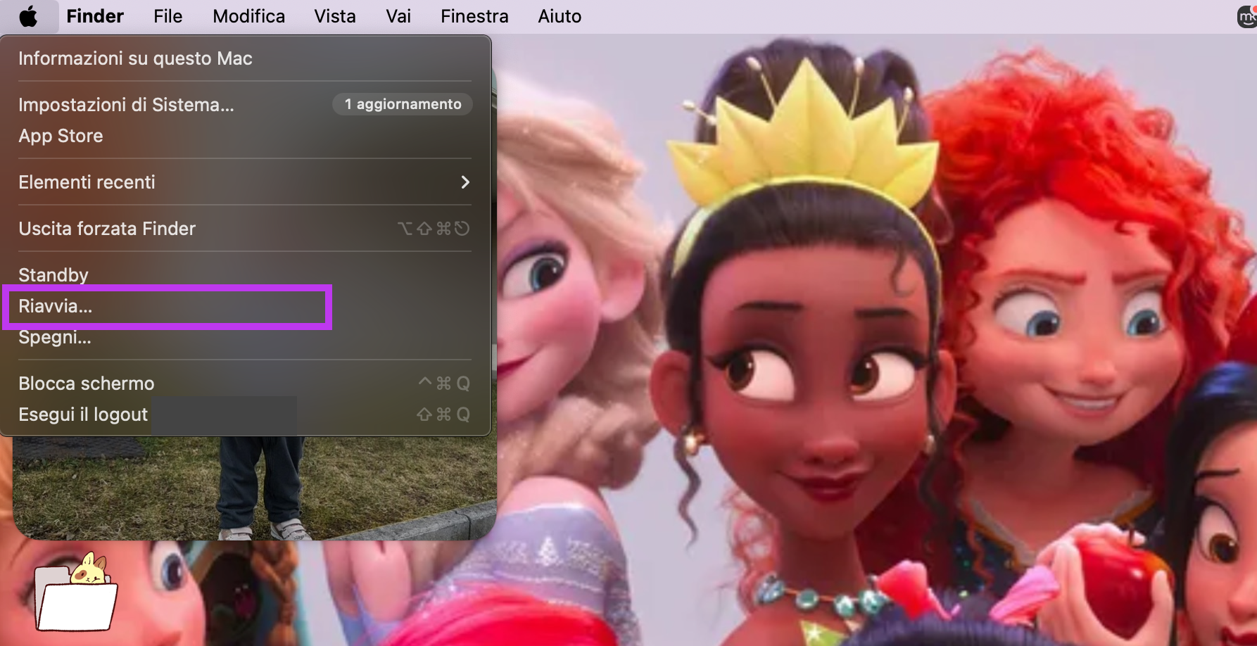 Questo è l’ultimo passaggio per risolvere il Bluetooth quando non funziona: dopo aver eliminato i file .plist del Bluetooth, riavvia il Mac dal menu Apple scegliendo Riavvia.