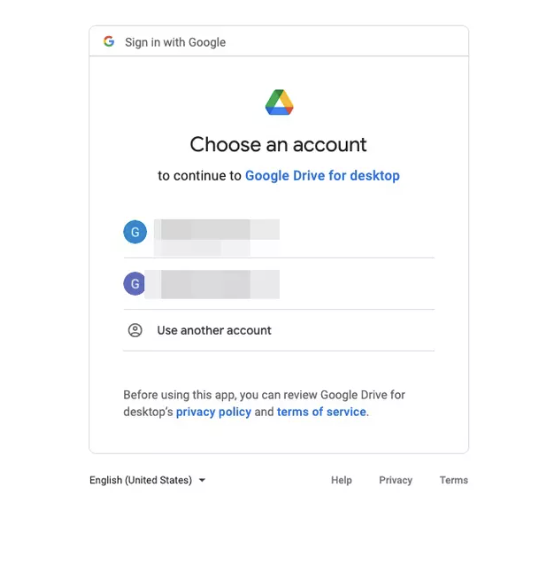 Continue to sign in to your Google Drive Account. If it’s not listed, click on Use another account.