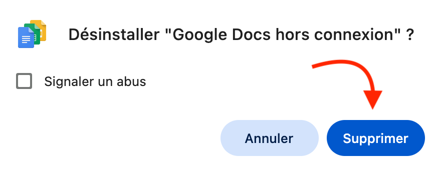 Vous pouvez aussi cliquer sur le bouton Supprimer pour supprimer des extensions dans Chrome.