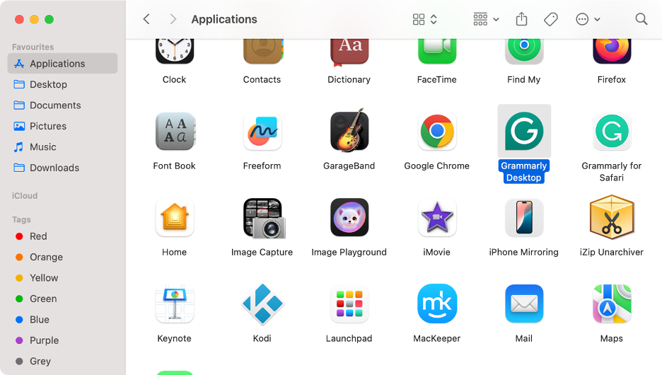 To uninstall Grammarly, find the app on your Mac and drag the icon to the Trash.