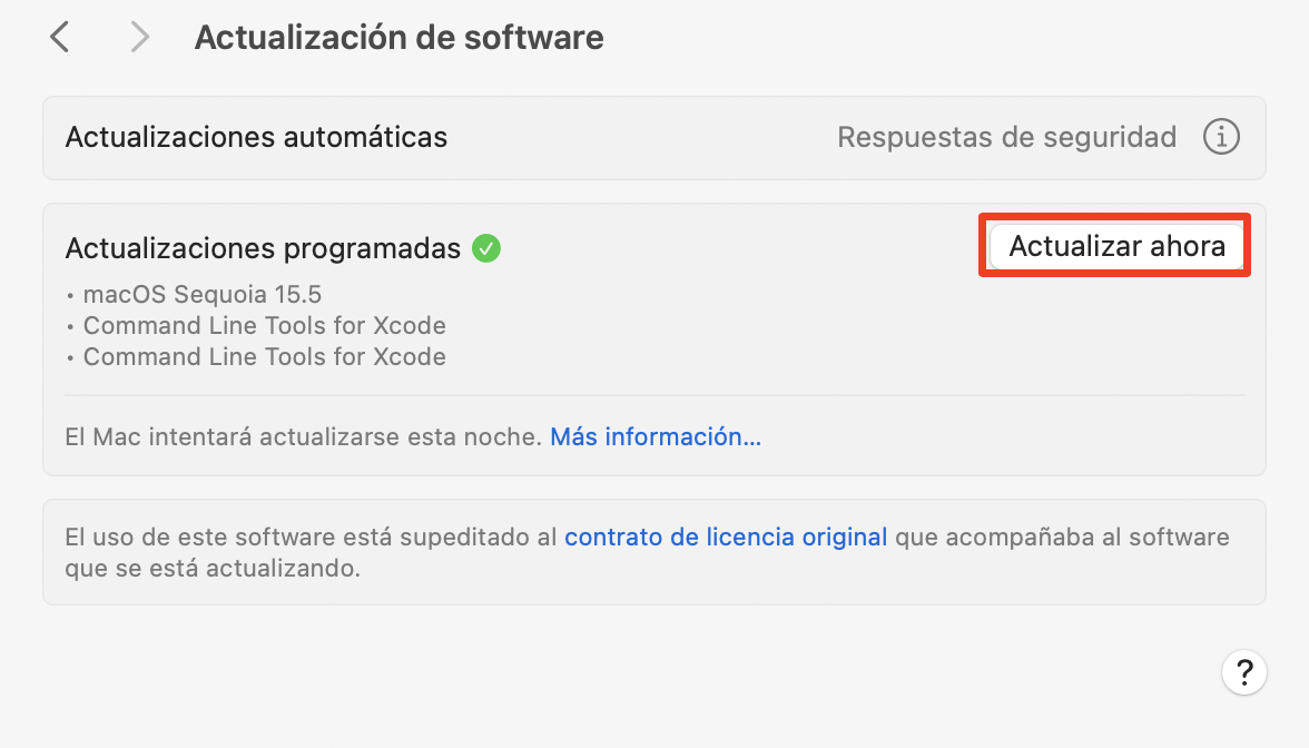Para restaurar los iconos ocultos de tu escritorio, actualiza el software de tu Mac. Para ello, haz clic en el botón Actualización de software y espera mientras tu MacBook busca actualizaciones disponibles. A continuación, haz clic en Actualizar ahora.