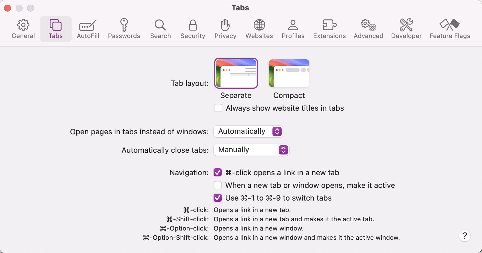 To alter your tabs you can go into Safari and then head to the Tabs section. From here you can change the tab layout, navigation and the shortcuts to personalize your browser experience.