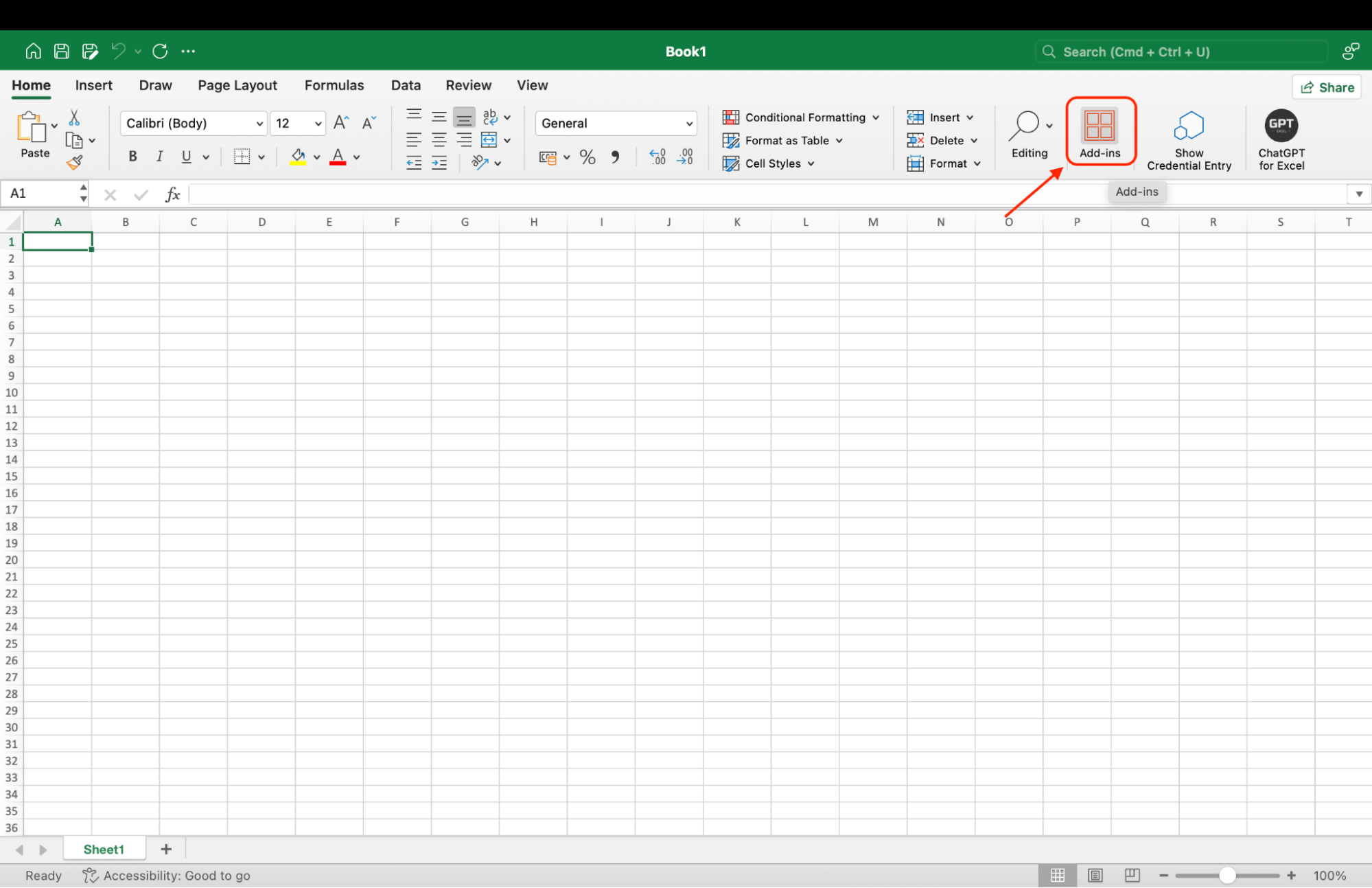 Open Excel, go to the Add-ins tab in the upper menu bar, and disable any unused add-ins to improve performance and responsiveness.