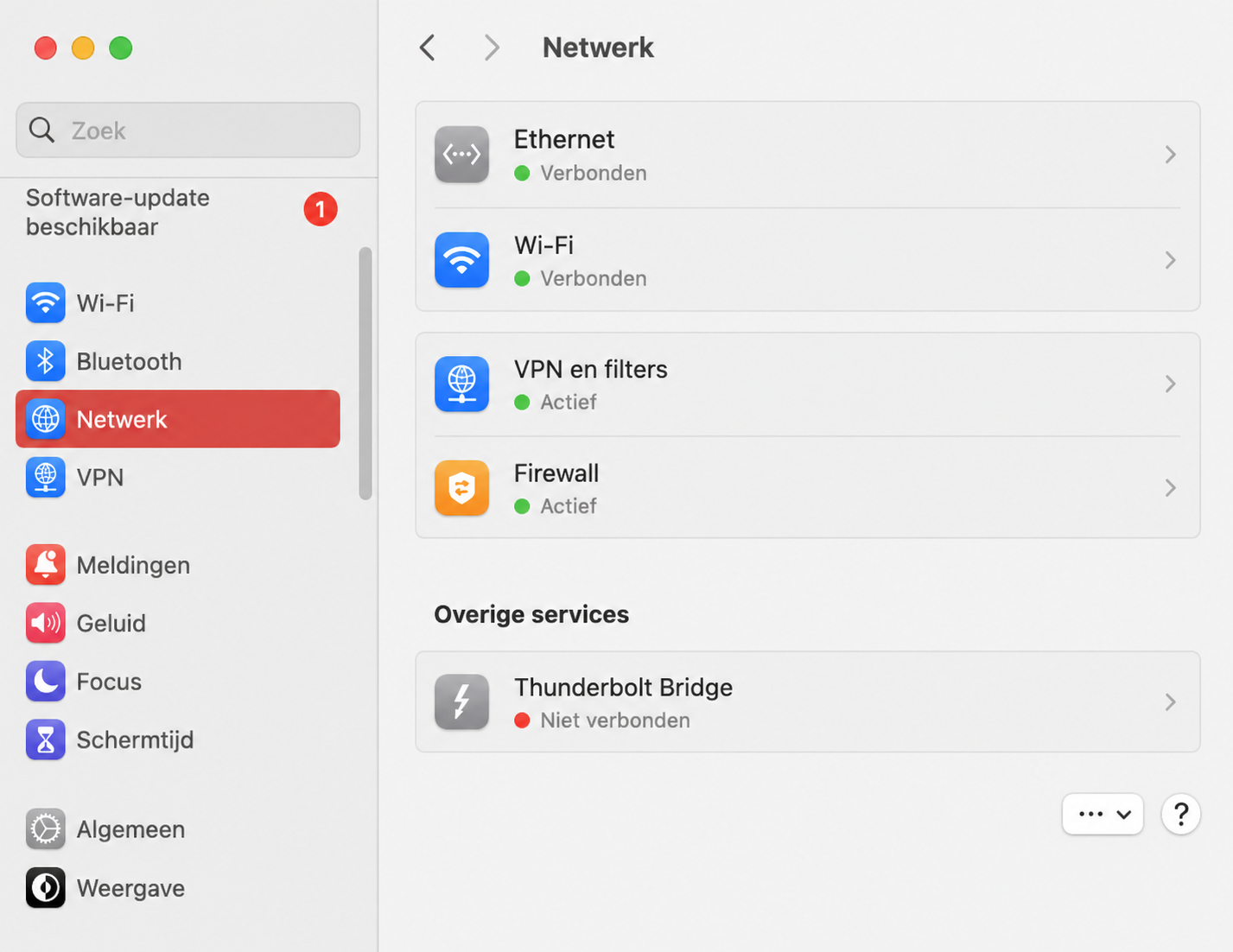 U kunt ontdekken dat Word beter werkt wanneer u de macOS-firewall uitschakelt. U vindt dit in de Systeeminstellingen van uw Mac, onder 'Netwerk'.