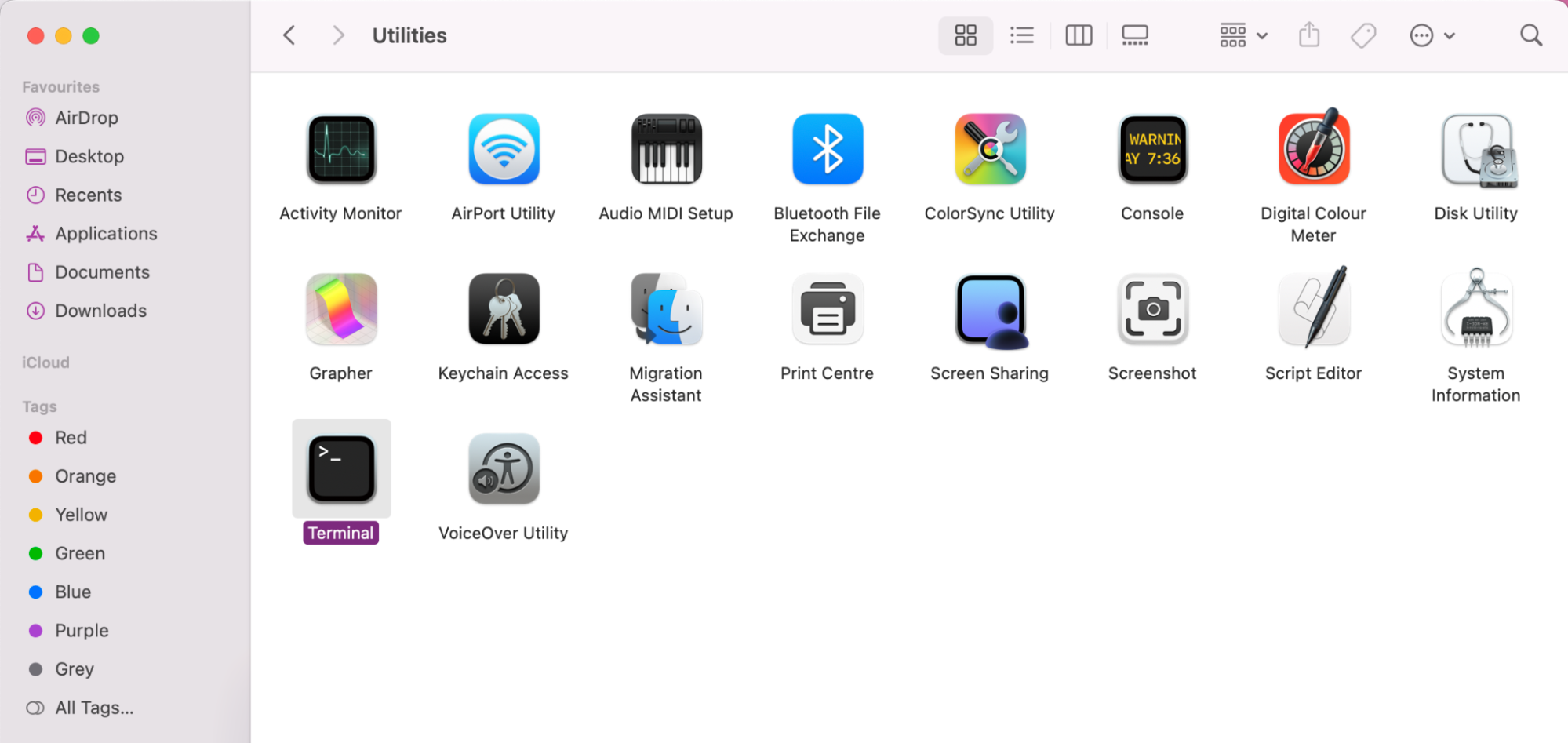 To access Terminal, begin by opening up Finder. Then go to Applications and Utilities. Once you see the Icon for Terminal, double-click to open.
