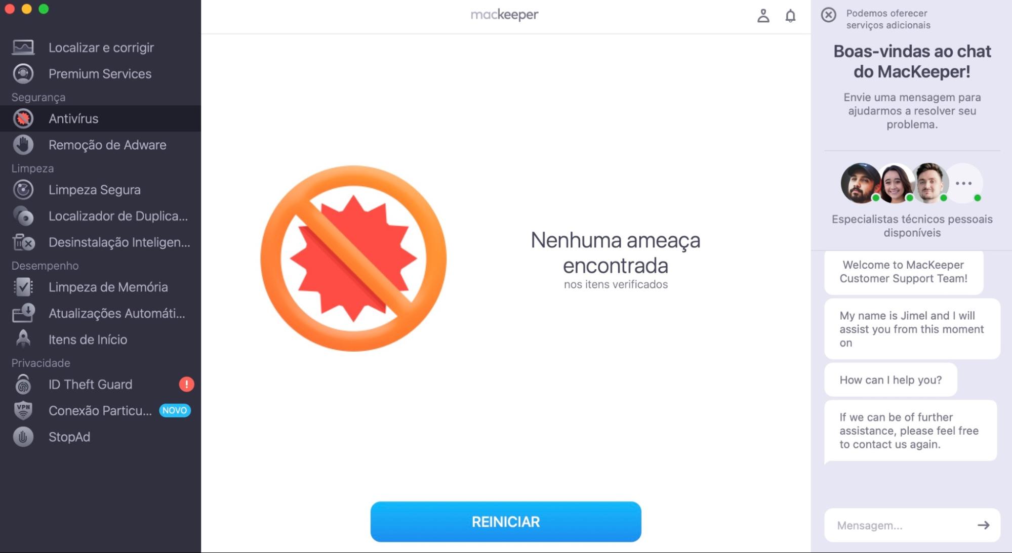 Se o MacKeeper encontrar algo suspeito no seu Mac, isso aparecerá nos resultados da verificação. Basta clicar em Mover para quarentena para removê-lo.