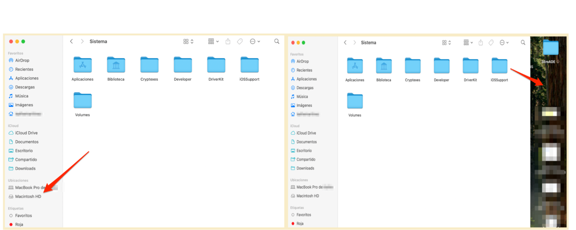 Finder en Mac mostrando la carpeta Aplicaciones junto a una carpeta de disco externo. Arrastra las aplicaciones a la unidad externa para transferirlas a un nuevo Mac sin utilizar el Asistente de Migración. Finder en Mac mostrando la carpeta Aplicaciones junto a una carpeta de disco externo. Arrastra las aplicaciones a la unidad externa para transferirlas a un nuevo Mac sin utilizar el Asistente de Migración.