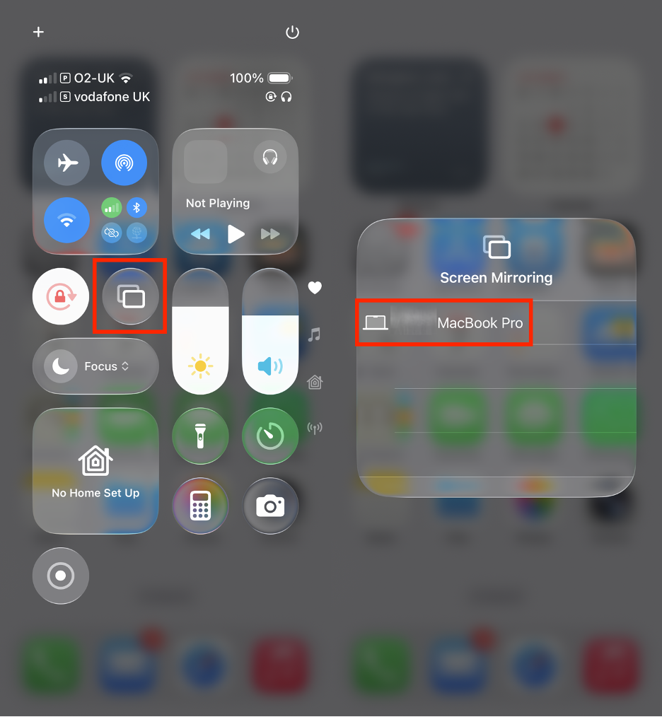 To use AirServer on your Mac as an alternative to iPhone Mirroring, go to your iPhone’s Control Center, tap Screen Mirroring, and select your Mac.