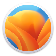 Het macOS 13 (Ventura)-logo wordt weergegeven op een transparante achtergrond. Ventura is de negentiende grote macOS-uitgave van Apple na Monterey.