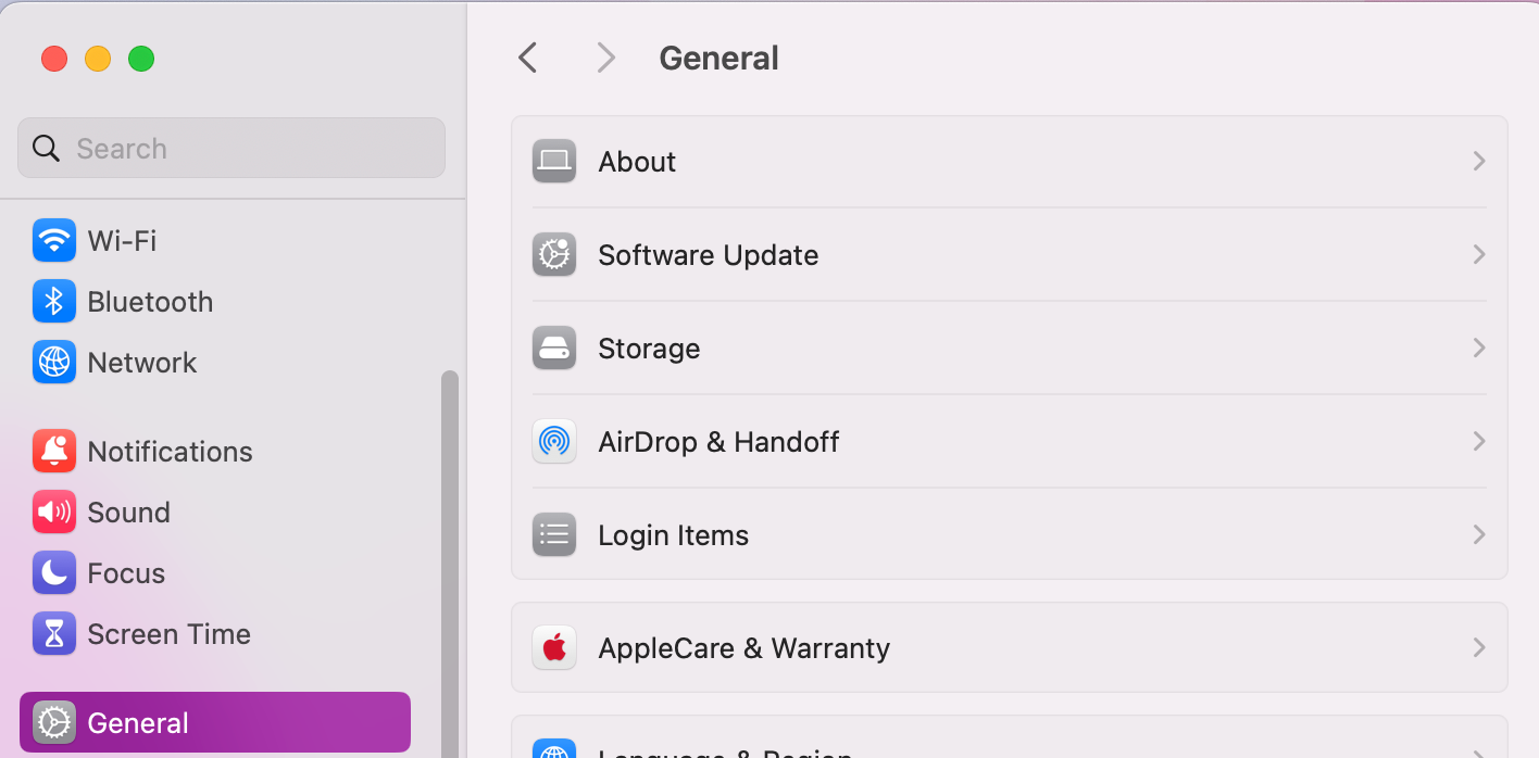 To check for macOS Sonoma updates, open System Settings and go to the General Tab. Then you’ll see the tab Software Update.