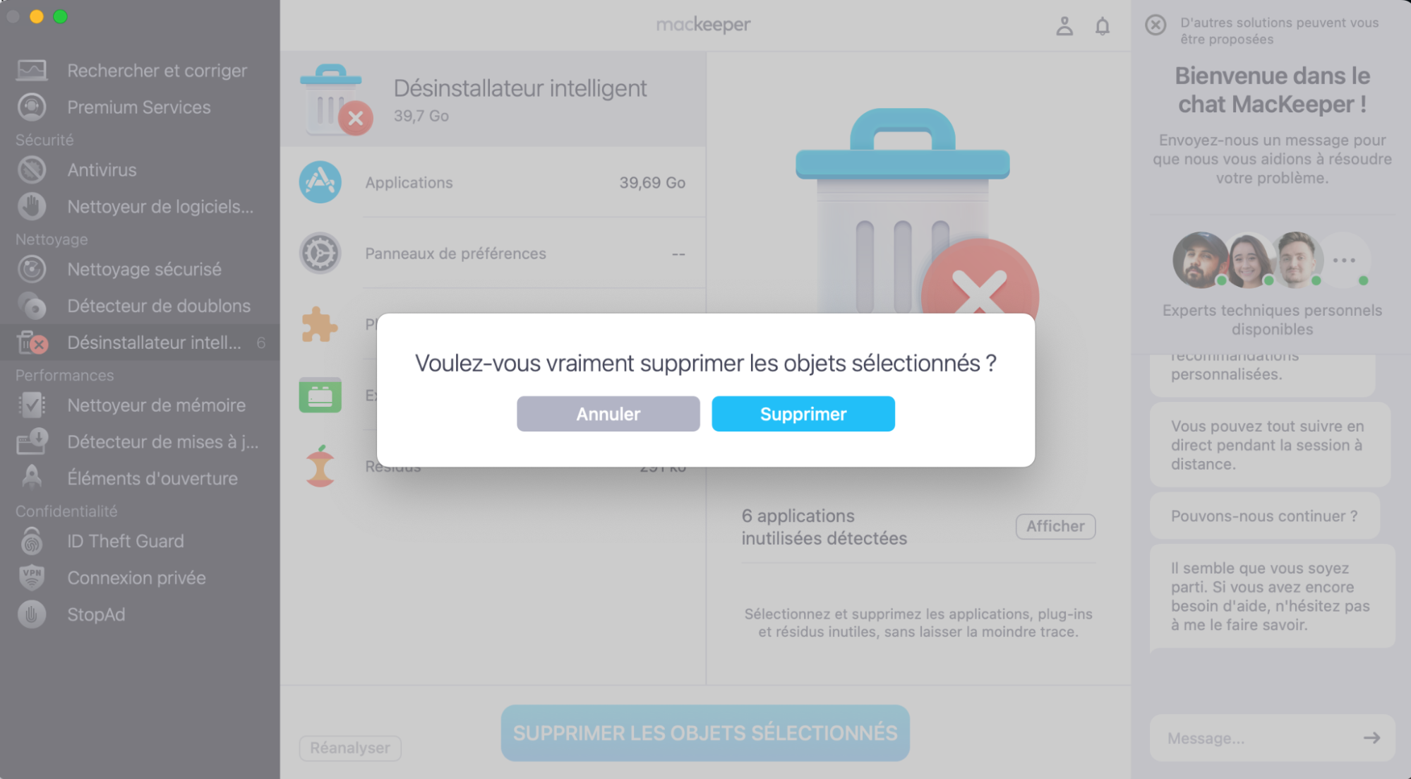 Cliquez sur Supprimer dans une nouvelle fenêtre pour confirmer la suppression des fichiers.