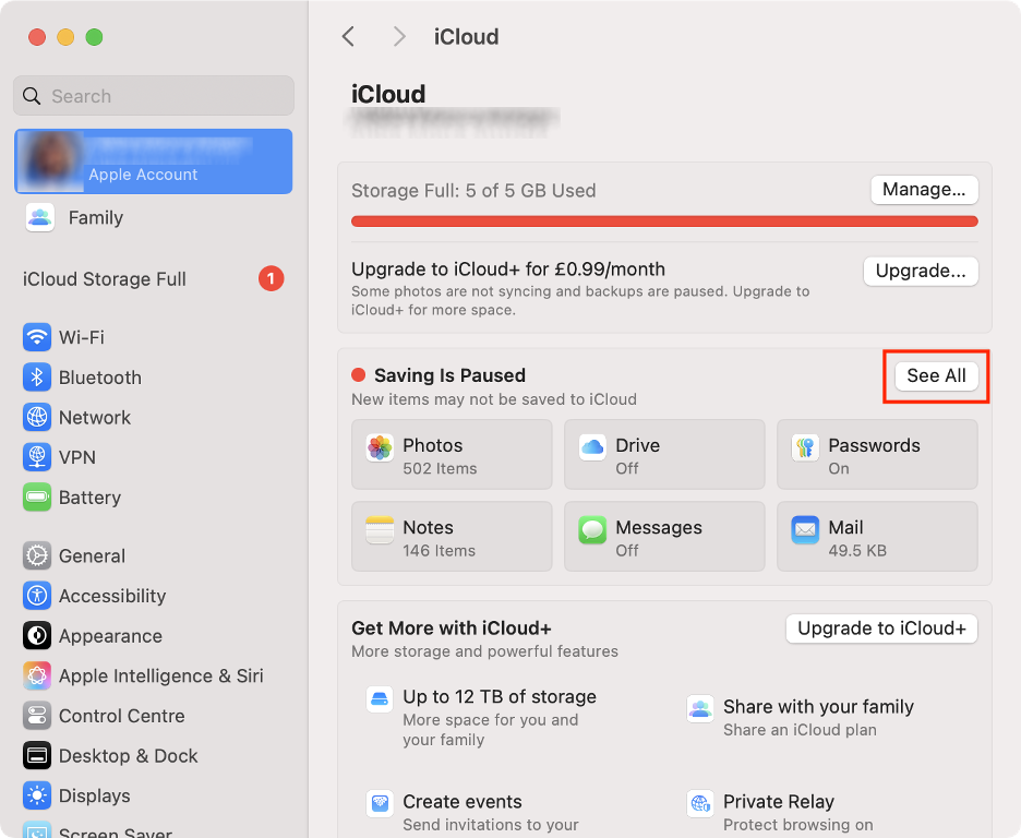 To solve any performance issues related to the AppSSOAgent process and the Contacts app, click the See All button.