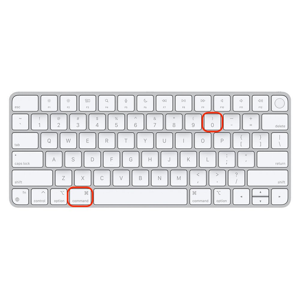 Hold the Command key and press 0 in your browser to instantly reset the page zoom to the default 100% viewing size.