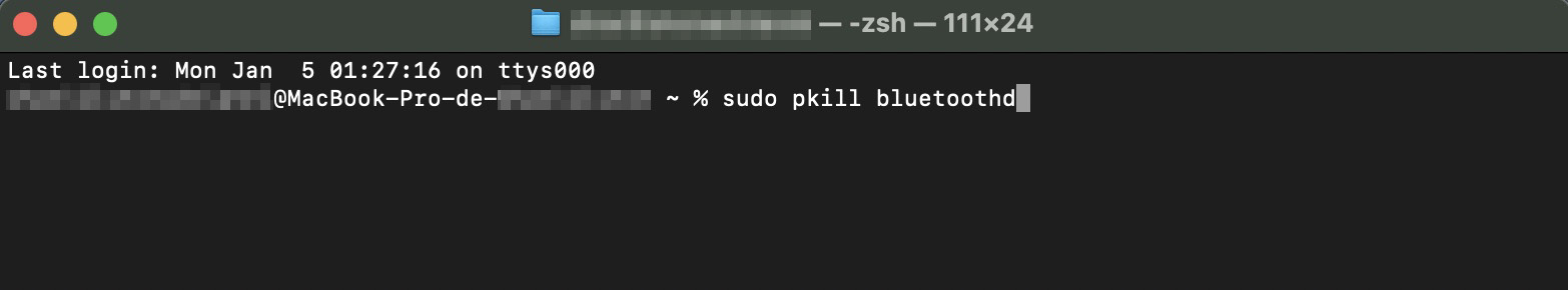 Redefina o módulo Bluetooth para corrigir o problema do mouse que não clica no Mac. No macOS Monterey ou versões posteriores, abra o Terminal e digite o comando sudo pkill bluetoothd (pode ser necessário inserir sua senha).