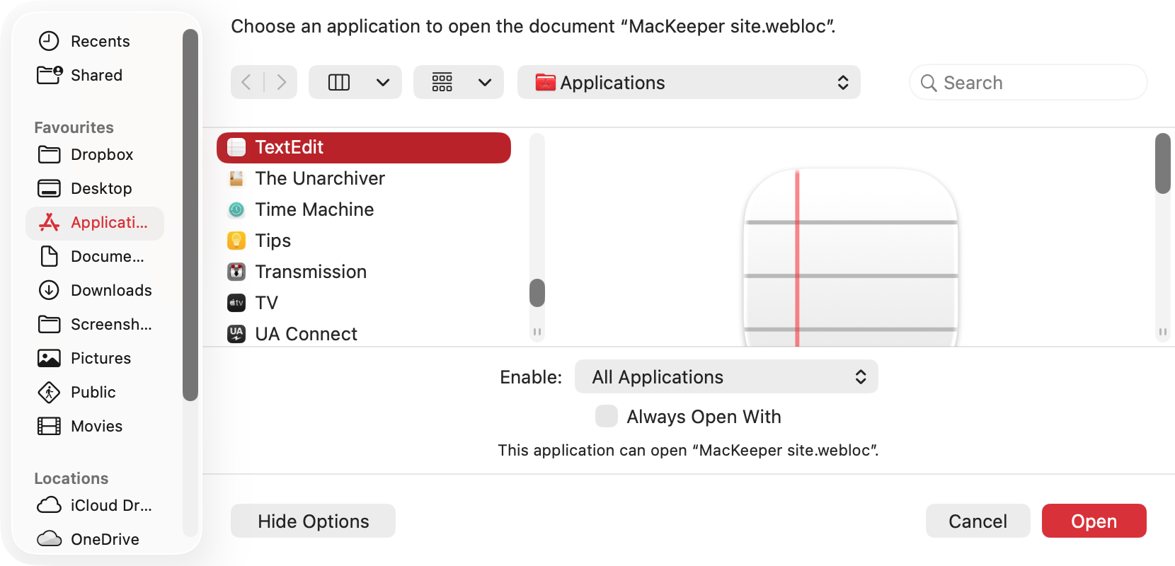 At some time, you may to look at the underlying content of your webloc file. To do so, simply open it in TextEdit. From there, you'll be able to read the content and even make changes if you want to.