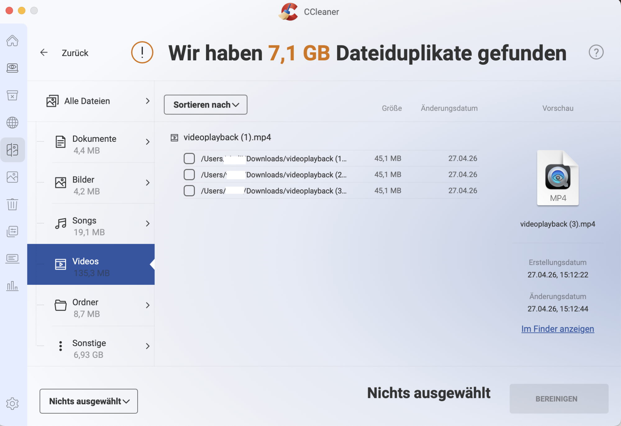 Verwenden Sie CCleaner für Mac, um doppelte Dateien zu finden. Sobald Sie dies getan haben, können Sie diese problemlos für den Rest Ihres Geräts entfernen. Löschen Sie Duplikate aller Art.