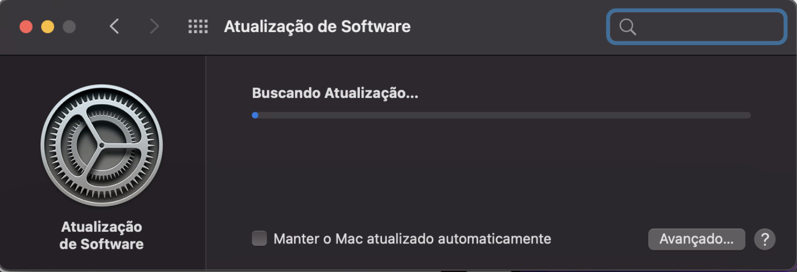 Se o seu Mac encontrar alguma atualização pendente do macOS ou da App Store, elas serão listadas aqui, prontas para você clicar em Atualizar.