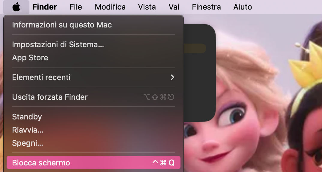 Fai clic sul menu Apple e seleziona l’opzione Blocca schermo dal menu a discesa.