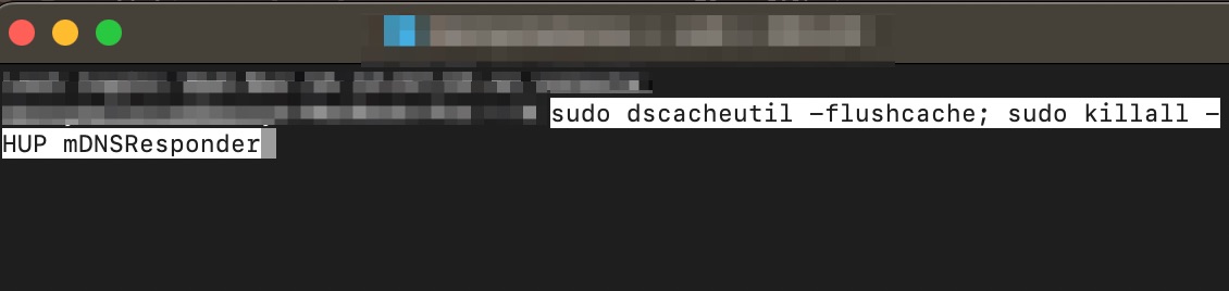Introduce el comando sudo dscacheutil -flushcache; sudo killall -HUP mDNS. Responde en Chrome y pulsa el botón Intro.