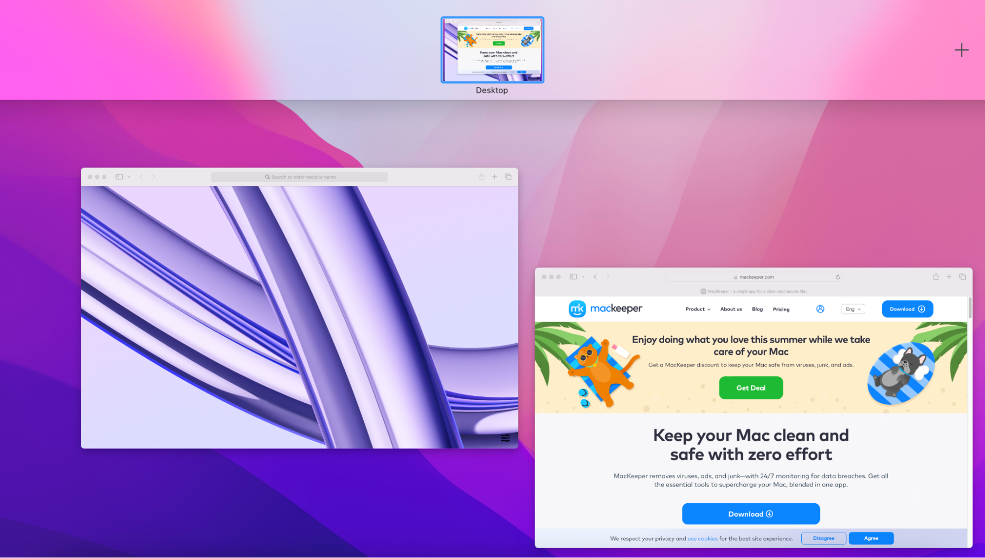 All that’s left is to drag one of your chosen tabs into the other in the Mission Control menu to create your split view.