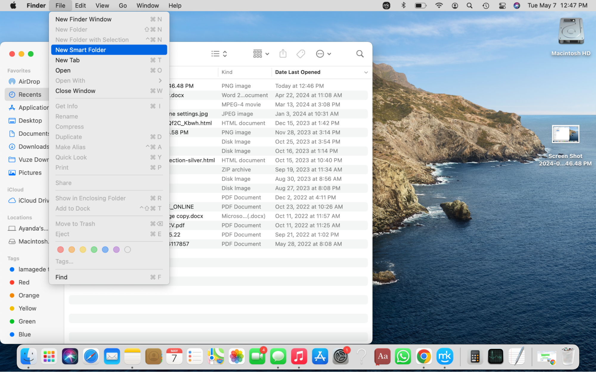 Find and remove duplicate files manually in Finder. To do this, click on Finder in the Dock and select File > New Smart Folder in the menu bar.