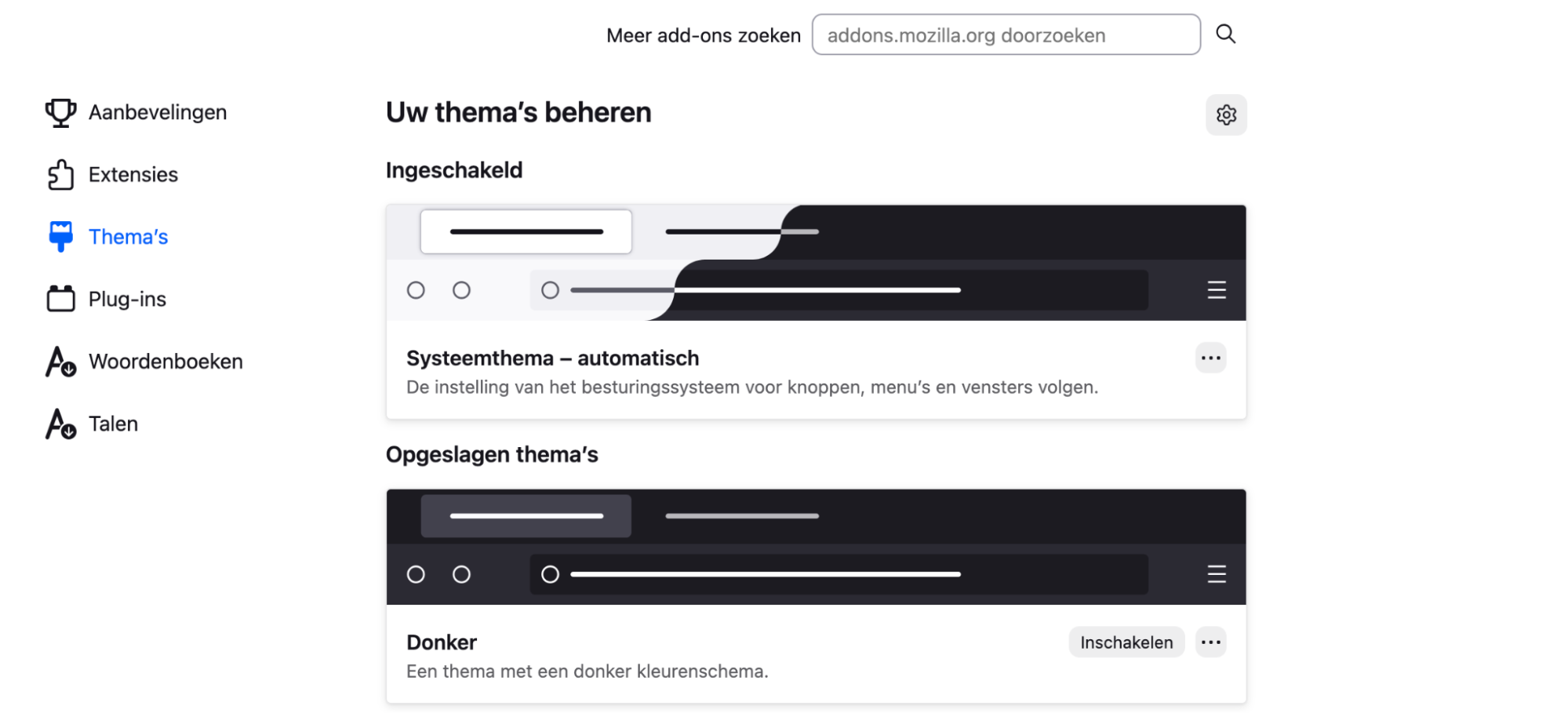 Je ziet in Firefox onder Aanbevelingen de opties Thema’s, Plug-ins en Extensies. Ga naar ‘Extensies’ en zoek de extensie die je wilt verwijderen.