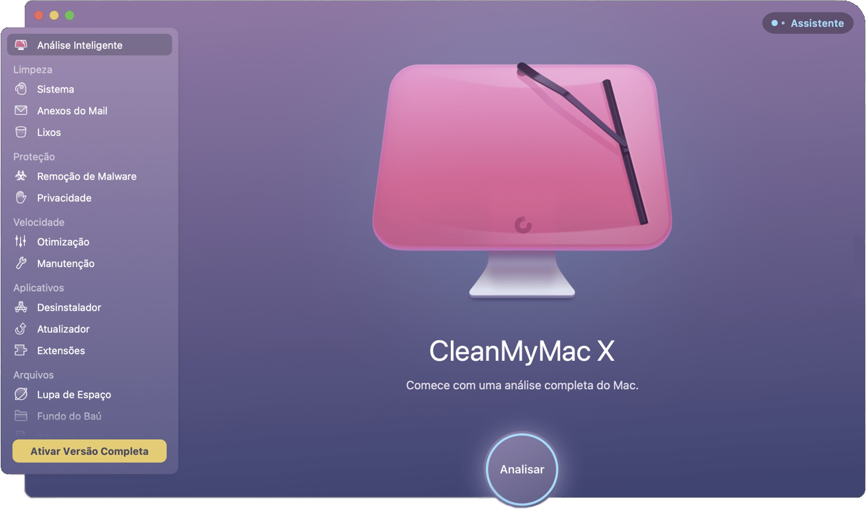 A versão do CCleaner para macOS demonstra a notável diferença em interface e experiência do usuário ao utilizar o aplicativo. Você vê a tela inicial e todos os recursos do programa.