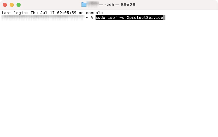 To use Terminal to solve CPU issues, run the sudo lsof –c XprotectService command.