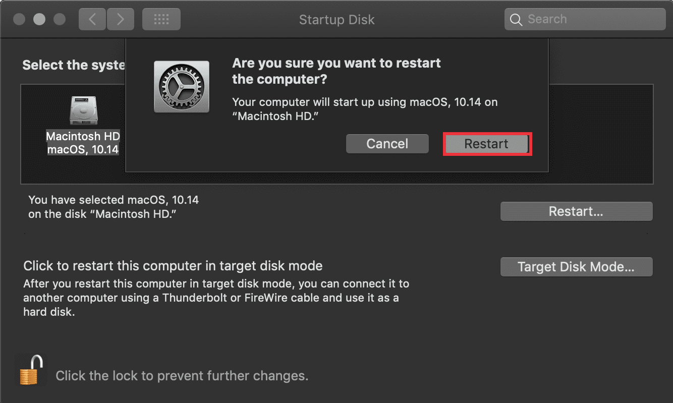 The Startup Disk selector on Mac. You can fix no startup disk errors by selecting the correct startup disk then restarting your machine.