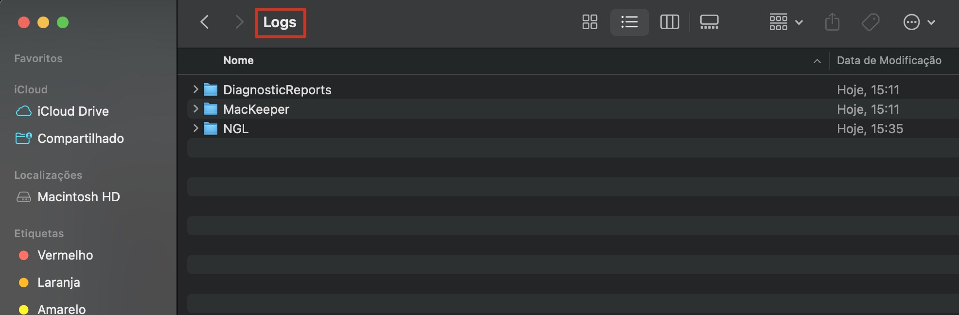 Na pasta Logs, você pode procurar as pastas e arquivos específicos a serem removidos do seu Mac. Escolha primeiro aqueles dos quais você tem certeza de que não precisa.