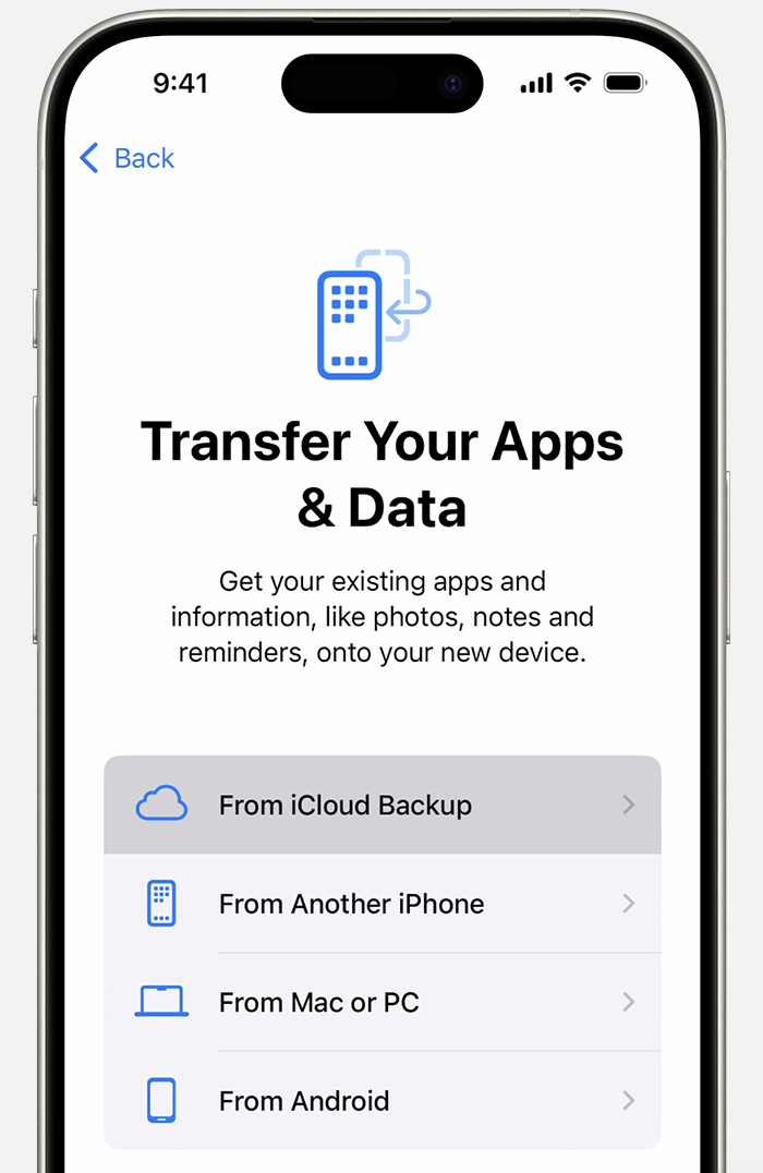 Restore your iPhone from an iCloud backup when asked to. To do this, you'll need to turn on your device after it has restarted. 
