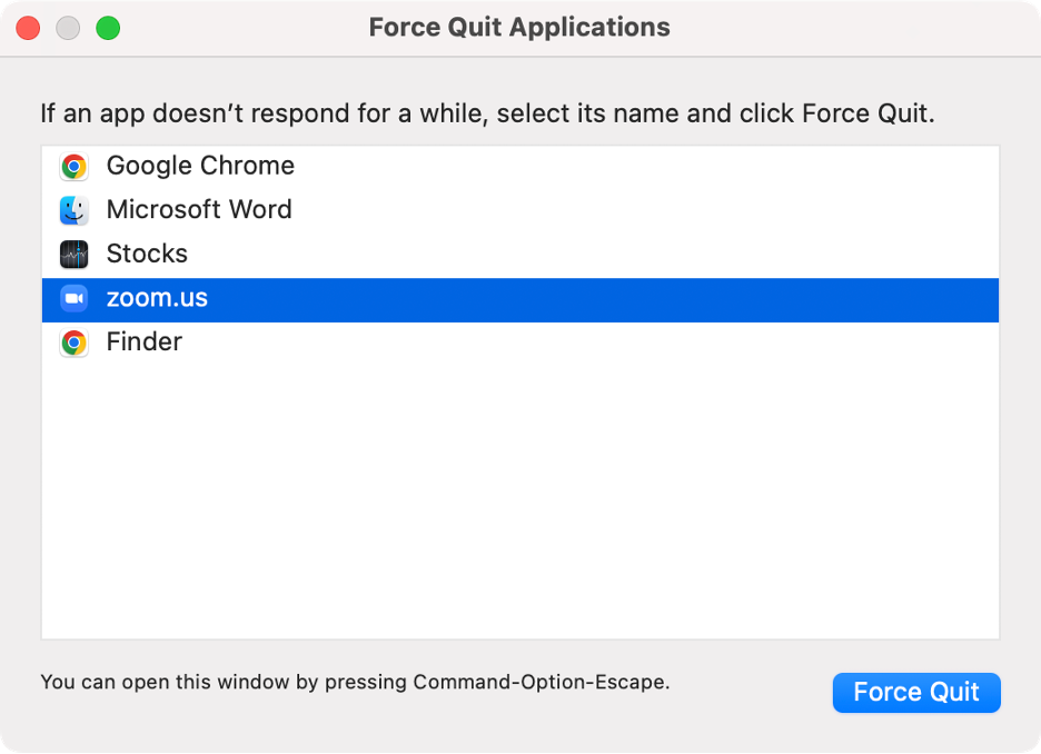 To restart Safari to fix the application Safari is not open anymore on your Mac, select Safari in Force Quit Applications, then click Force Quit.
