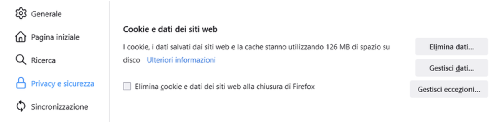Fare clic sul pulsante Elimina dati per eliminare i dati di navigazione in Firefox dalla scheda privacy e sicurezza di Firefox.