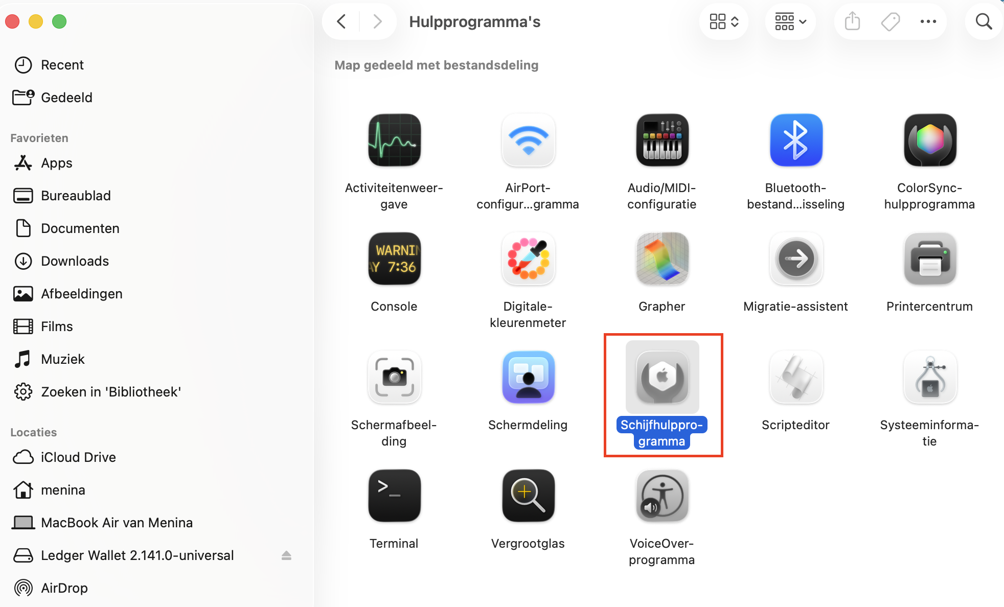 Om de schijf van je Mac te herstellen, open je Schijfhulpprogramma.