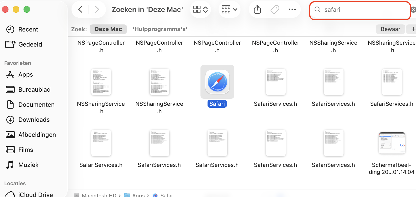 Finder toont een zoekopdracht naar een verdacht proces. Zodra je weet hoe je op je Mac naar malware kunt zoeken, kun je Finder gebruiken om bijbehorende bestanden te vinden en te verwijderen.