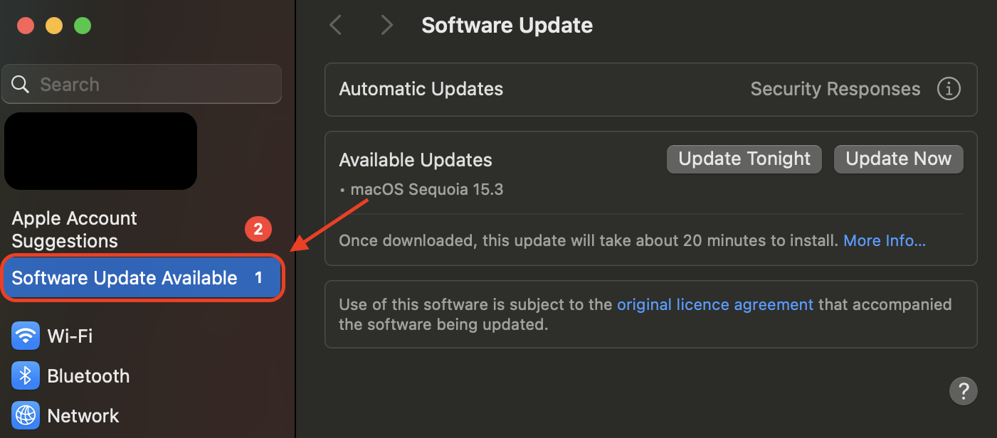 Navigate to System Settings, select Software Update, and install the latest macOS version to improve stability, security, and overall performance.