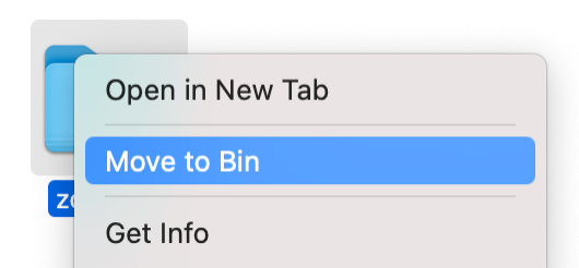 To remove Zoom leftover files from your Mac, select them and right-click, then choose Move to Trash from the dropdown menu.