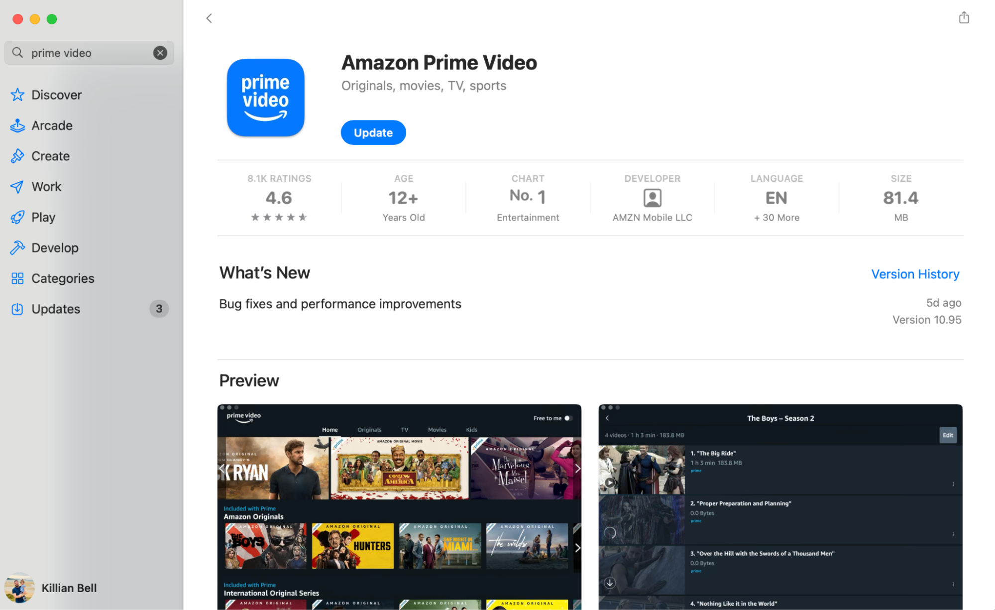 Amazon Prime Video in the App Store on Mac. If you want to know how to download movies on MacBook, Prime Video gives you the option for offline viewing.