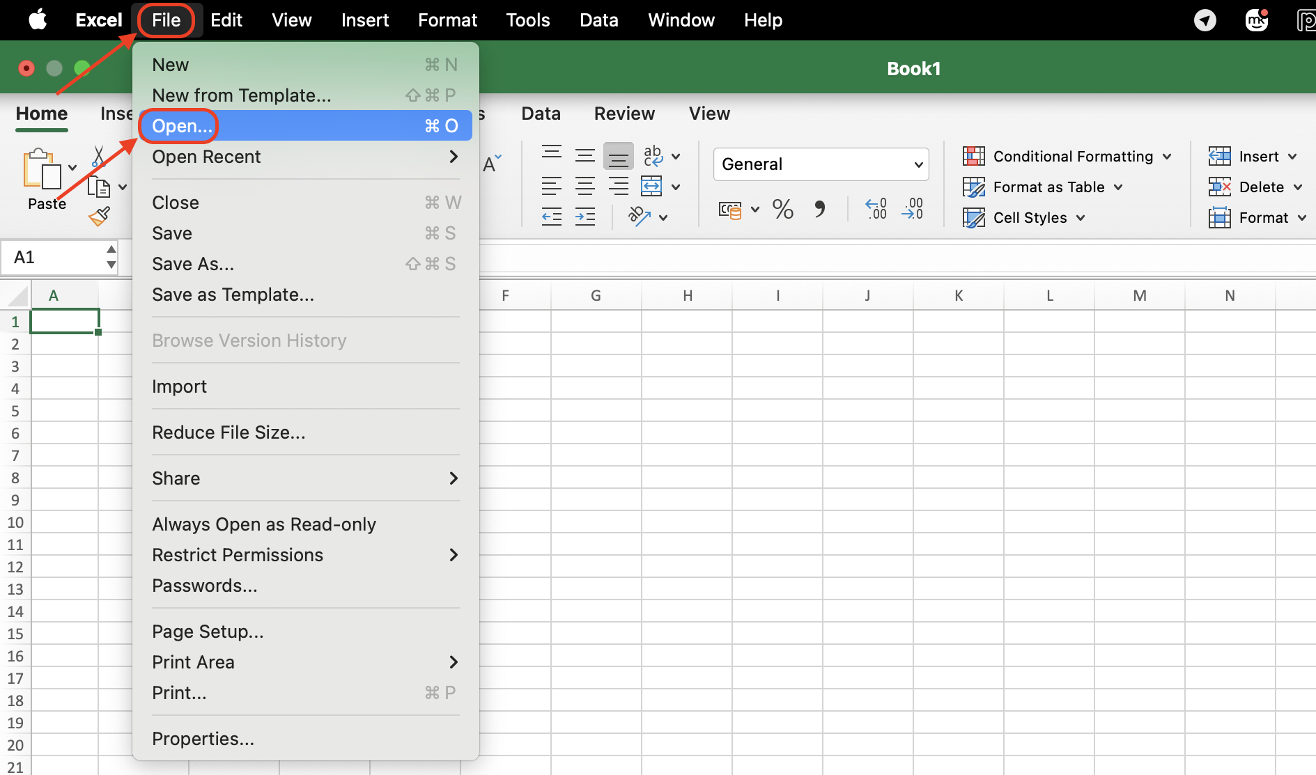 Launch Excel, navigate to File > Open, select the corrupted file, click the dropdown next to Open, and choose Open and Repair to restore it.