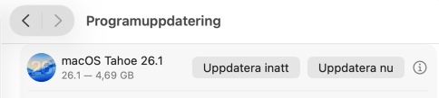 Om en programuppdatering visas väljer du Uppdatera nu. Du behöver sedan godkänna Apples licensavtal för att komma igång.