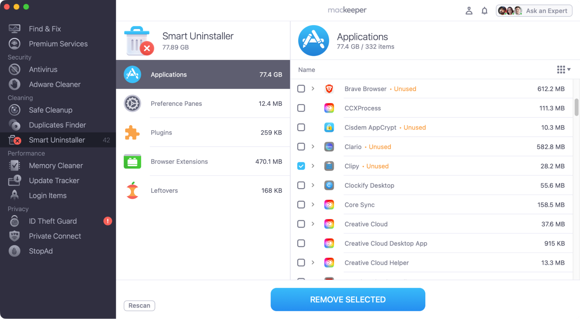 After running a scan with Smart Uninstaller, look through the results for ShotScribus and anything else that might be related to it. Select what you want to delete, then click the 'Remove Selected' button.